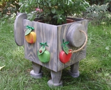 кашпо слон из дерева для сада